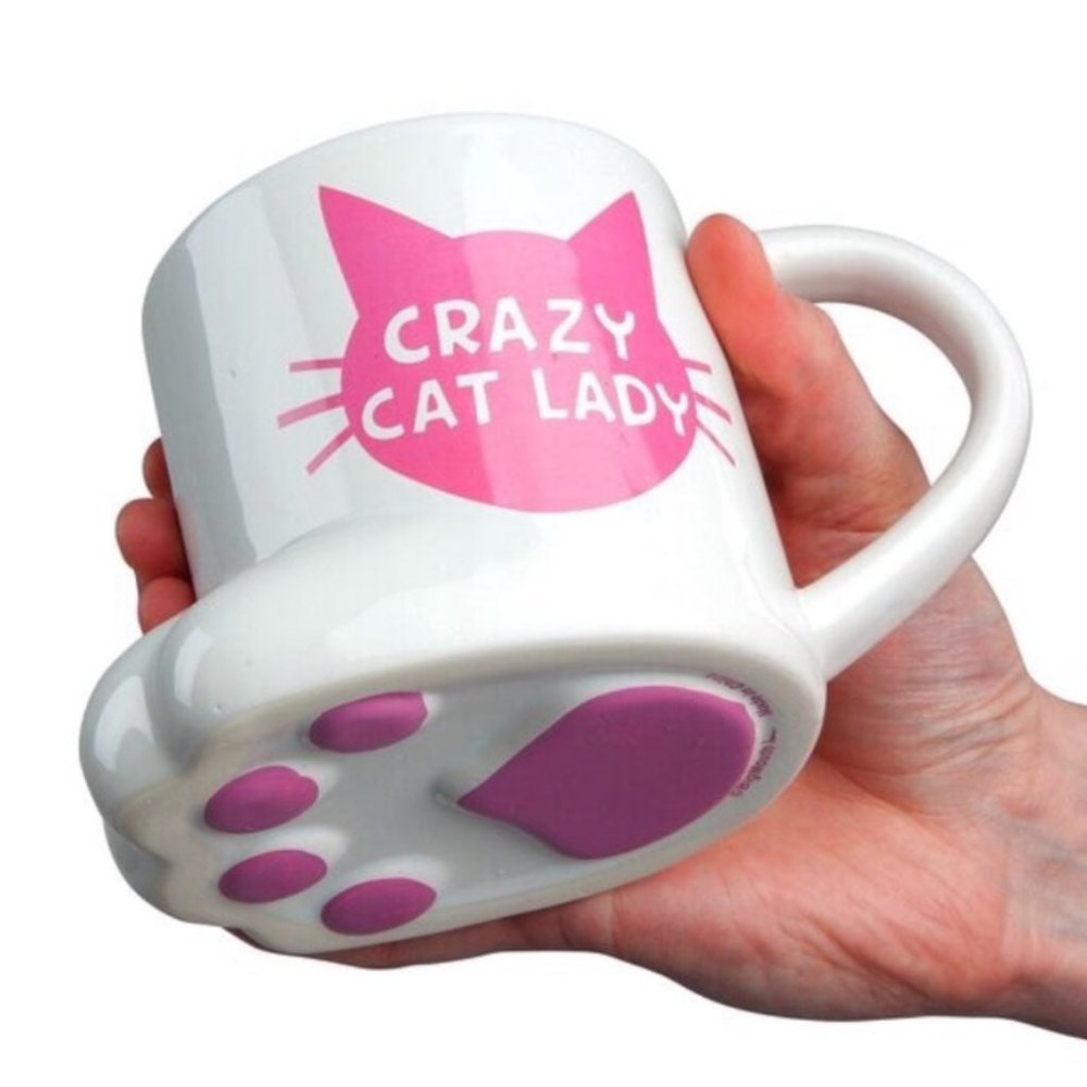 CRAZY CAT LADY MUG Large Pink Paw Coffee Mug 16 OZ NEW